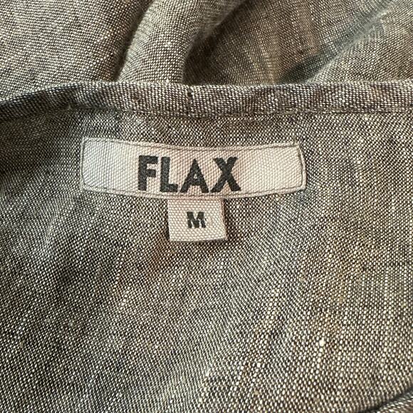 FLAX 100% Linen Market Tunic Top Scoop Neck 3/4 Sleeve Side Button Slit Blouse - Picture 11 of 13